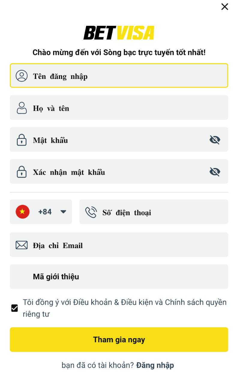 Hướng Dẫn Đăng Ký BetVisa – Mở Tài Khoản Cực Nhanh 4 Dien thong tin ca nhan dang ky betvisa